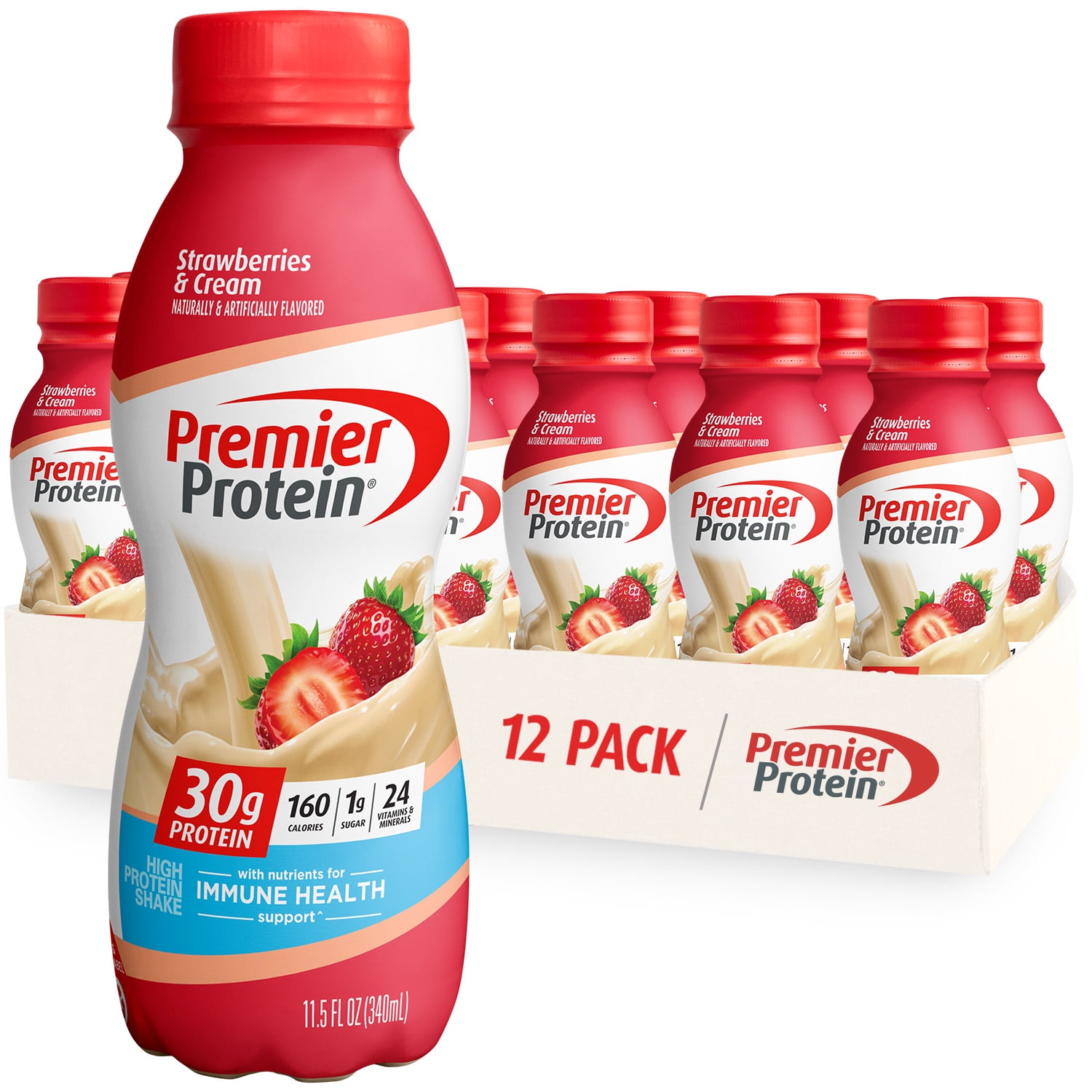 Premier Protein Shake, Strawberries & Cream, 30g Protein, 11.5 fl oz, 12 ct