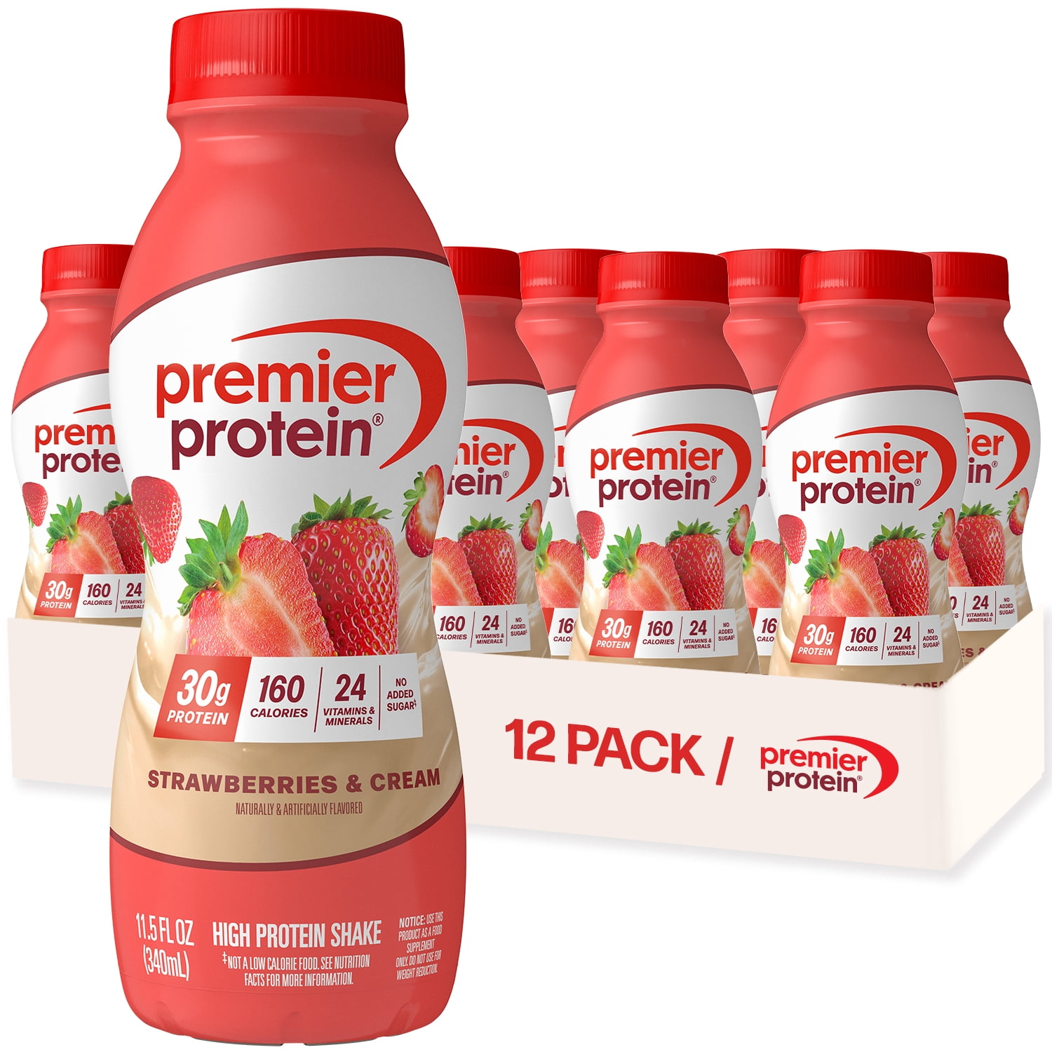 Premier Protein Shake, Strawberries & Cream, 30g Protein, 11.5 fl oz, 12 ct