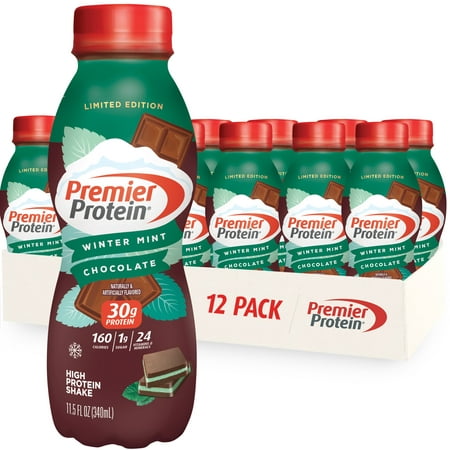 Premier Protein Shake, Winter Mint Chocolate Limited Time, 30g Protein, 11.5 fl oz, 12 Ct