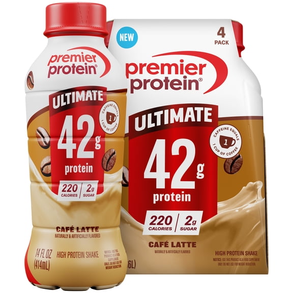 Premier Protein, Ultimate 42g Protein Shake, Caf Latte, 14 Fl Oz, 4 Ct