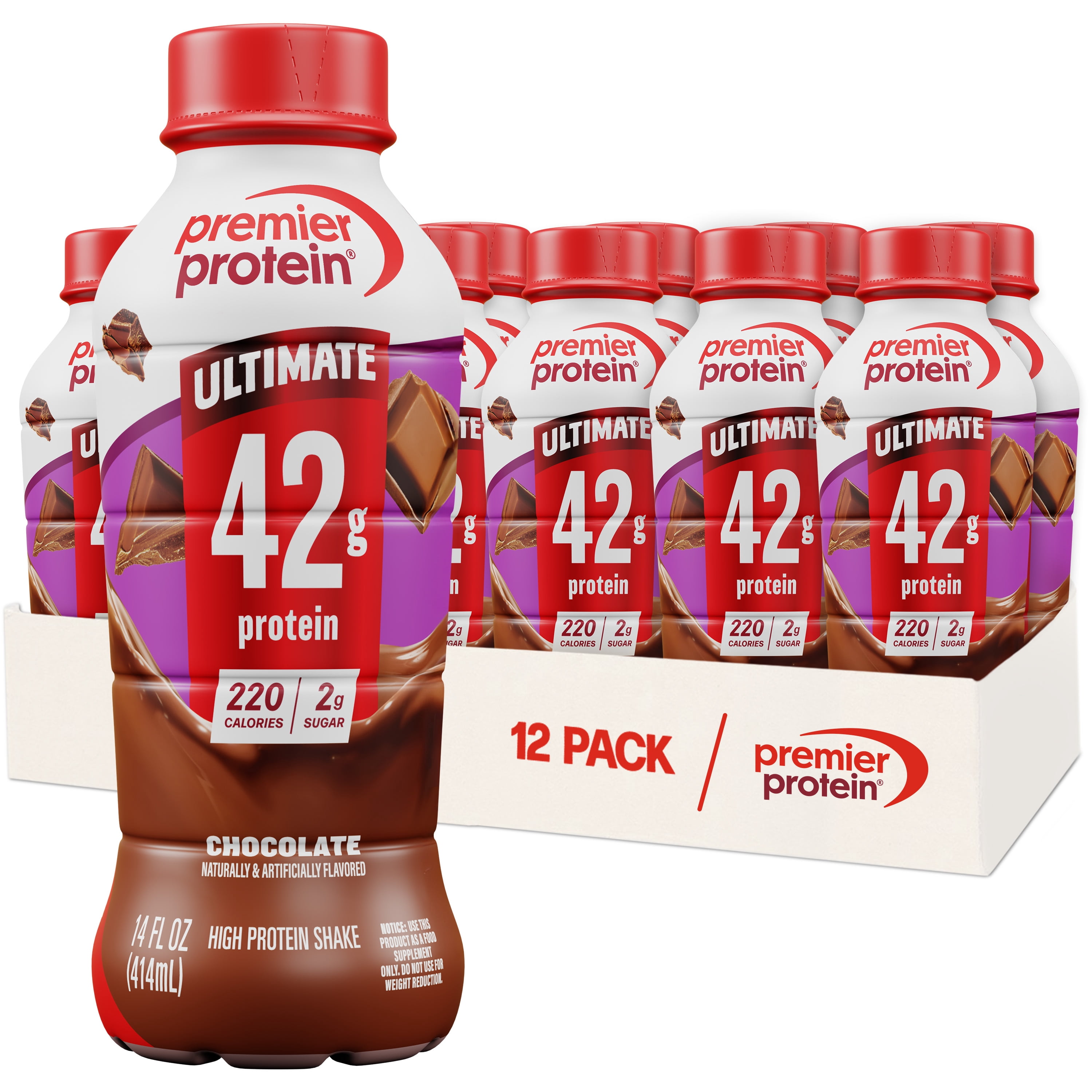 Premier Protein, Ultimate 42g Protein Shake, Chocolate, 14 Fl Oz, 12 Ct