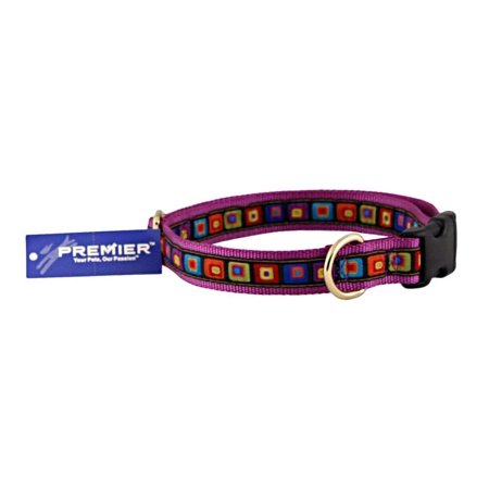 Premier Purple 3D Blocks Jacquard Ribbon Dog Collar Closeout - Large