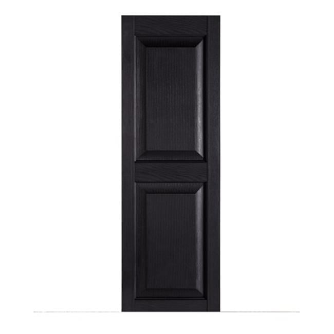 Black Polypropylene Raised Panel Exterior Decorative Shutters, 15 x 51 in