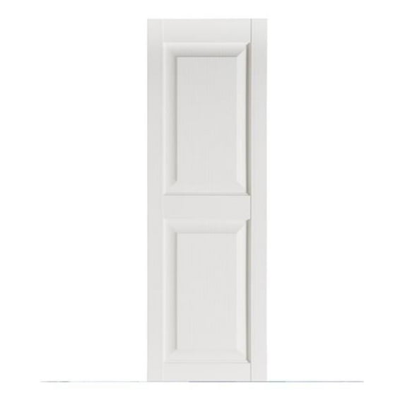 Premier Raised Panel Exterior Decorative Shutters, White - 15 x 67 in.