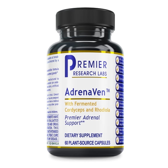 Premier Research Labs AdrenaVen - Supports Adrenal Gland Health & Stress Response - Adaptogen Blend & Supplements - For Adrenal Health - 30 Servings - 60 Plant-Source Capsules