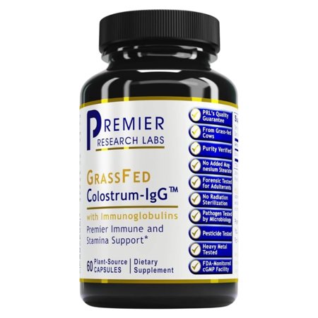 Premier Research Labs Colostrum-IgG - Bovine Colostrum Supplement for Immune Support* - Immune System Support Supplement Formulated with Grass-Fed Colostrum - 60 Plant-Source Capsules
