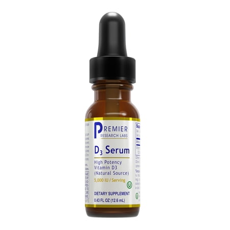 Premier Research Labs D3 Serum - High-Potency Liquid Vitamin D3 - Support Cardiovascular & Immune System - 0.43 Fl Oz (114 Servings)