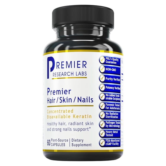 Premier Research Labs Premier Hair/Skin/Nails - Hair Growth Supplement for Women & Men with Keratin, Vitamins for Hair Growth, Beauty from within for Hair, Skin and Nails - 60 Vegetarian Capsules