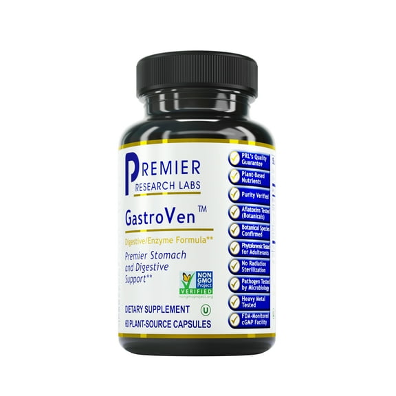 Premier Research Labs GastroVen - Supports Healthy Stomach & Digestion - Digestive Supplements - With Enzymes, Ginger, Bromelain & Green Tea Extract - 60 Plant-Source Capsules