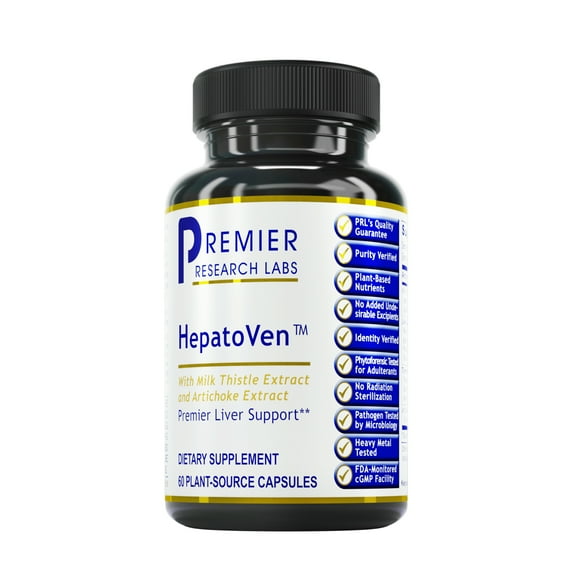Premier Research Labs HepatoVen - Supports Detoxification & Liver Health - Features Reishi, Organic Prickly Pear, Chlorella, Turmeric, Turkey Tails & Artichoke Extract - 60 Plant-Source Capsules