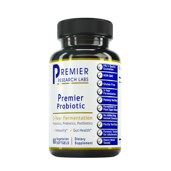 Premier Research Labs Probiotic Caps - Pre-, Pro-, and Post-Biotics - For Healthy Gut, Digestive Health & Immune Support - Beneficial Bacteria - 60 Vegetarian Softgels