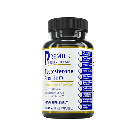 Premier Research Labs Testosterone - For Vitality & Desire - With Saw Palmetto Berry, Maca & American Ginseng - Male Andropause Support - Vegan -90 Plant-Source Capsules