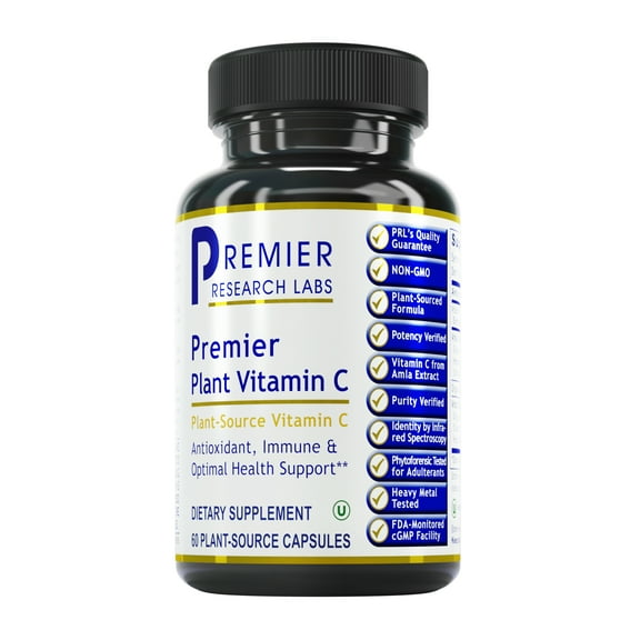 Premier Research Labs Vitamin C - Vitamin C Formula for Optimal Immune Health Support - Vegan, Non-GMO - 60 Plant-Source Capsules (30 Servings)
