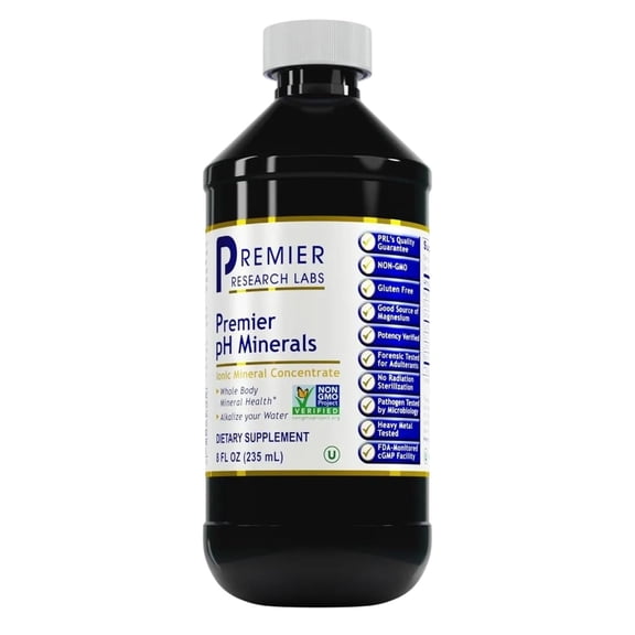Premier Research Labs pH Minerals - Trace Minerals Drops - Supplement Rich in Ionic Minerals - For Tiredness & Fatigue - With Magnesium, Lithium & Boron - Vegan & Kosher - 8 fl oz