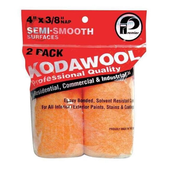 Premier 4" Paint Roller Cover, 3/8" Nap, Polyester/Knitted Wool 2KW438