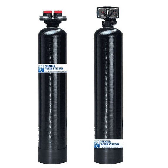 Premier Salt Free Water Softener & Conditioner | 12 GPM | + Whole House Carbon Filtration Backwash System