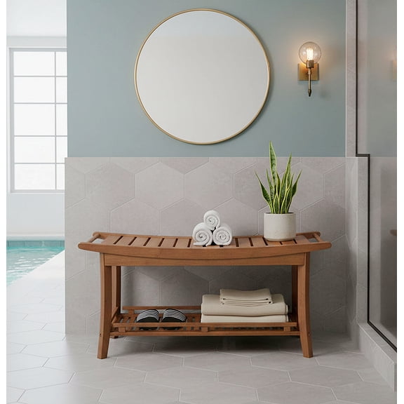 Fairway Avenue Home Premier Spa & Bath Non-Slip Bamboo 39" Bench, Caramel, 225 lb Limit