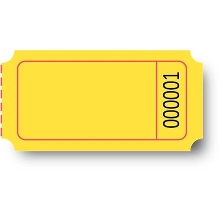 School Specialty 042462 Single Roll Tickets, 1" x 2", Yellow (Pack of 2000)