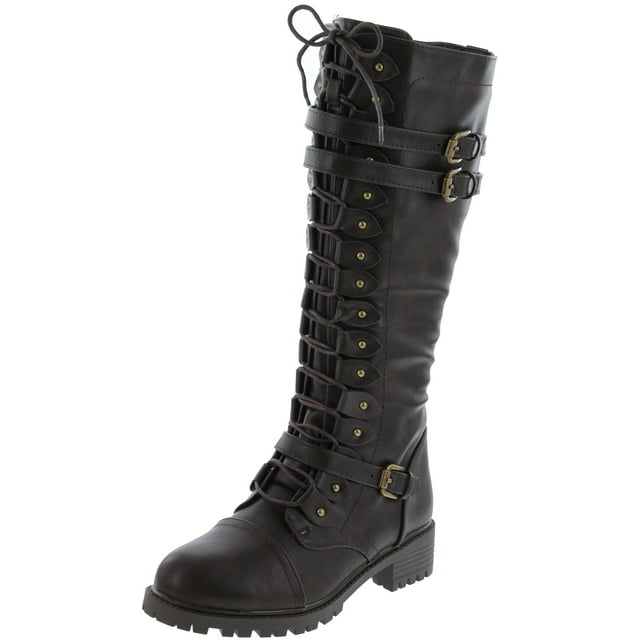 stacked heel combat boots