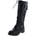 thumbnail image 1 of Premier Standard - Women's Lace-Up Strappy Knee High Combat Stacked Heel Boot, 1 of 2