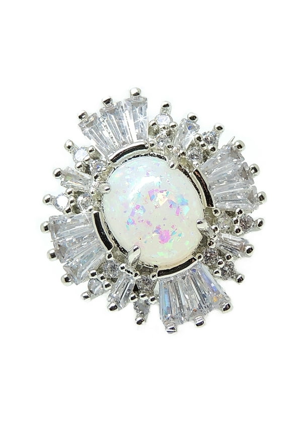 Premier Statement Ring for Women Created Fire Opal Baguette Cz Ginger Lyne Collection