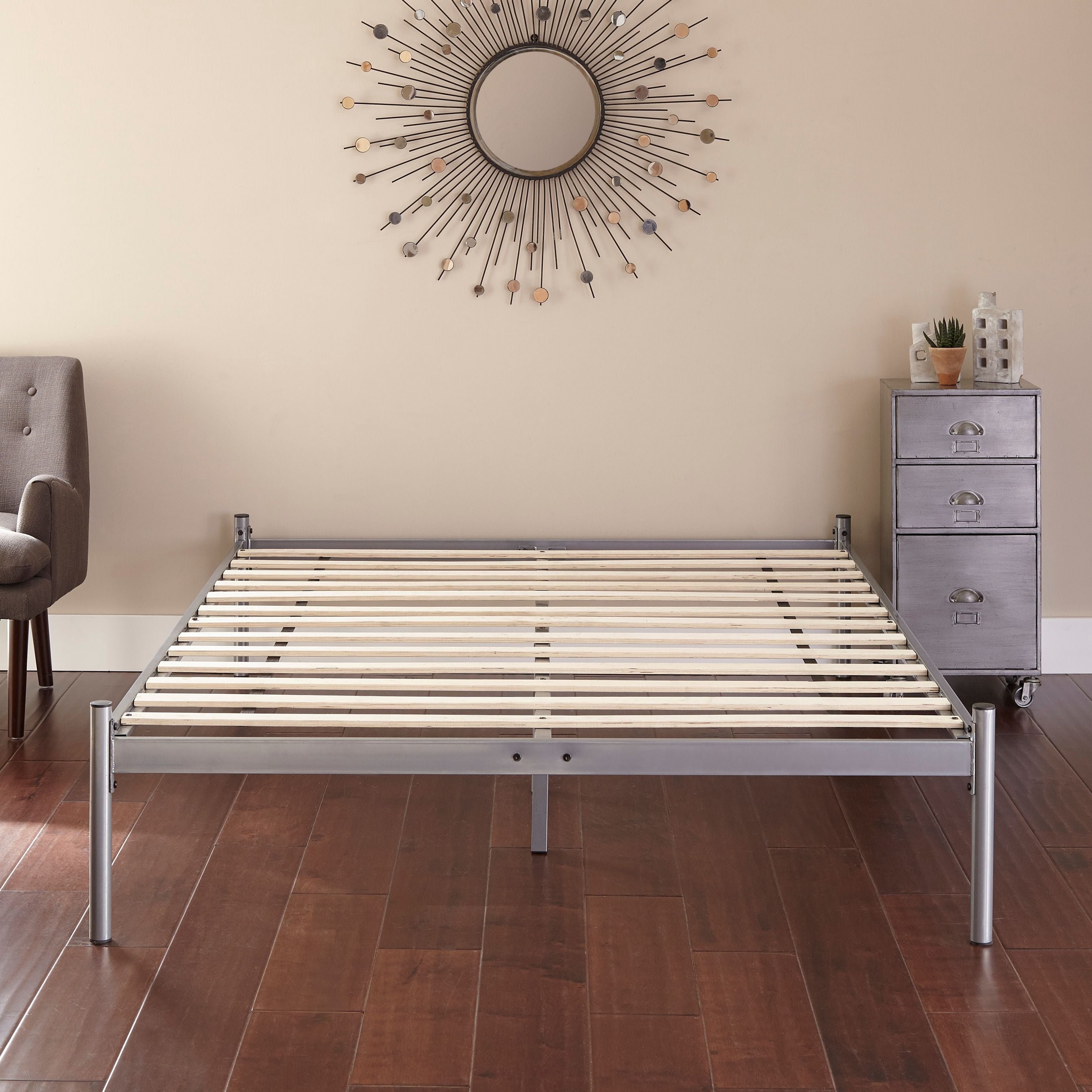 Premier Urban Loft Silver Metal Platform Base Foundation Bed Frame ...