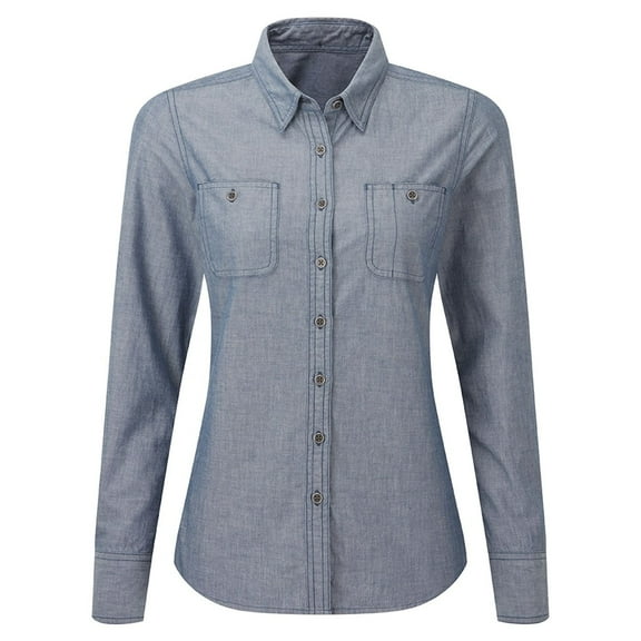 Premier Womens Chambray Long-Sleeved Shirt