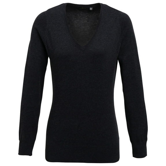 Premier Womens Knitted Cotton Acrylic V Neck Sweatshirt