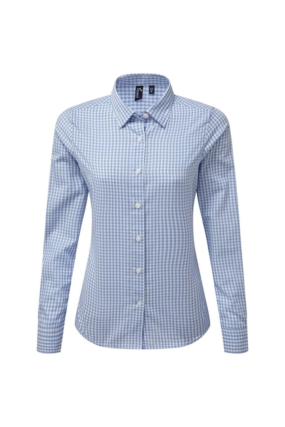 Premier Womens Maxton Gingham Long-Sleeved Shirt