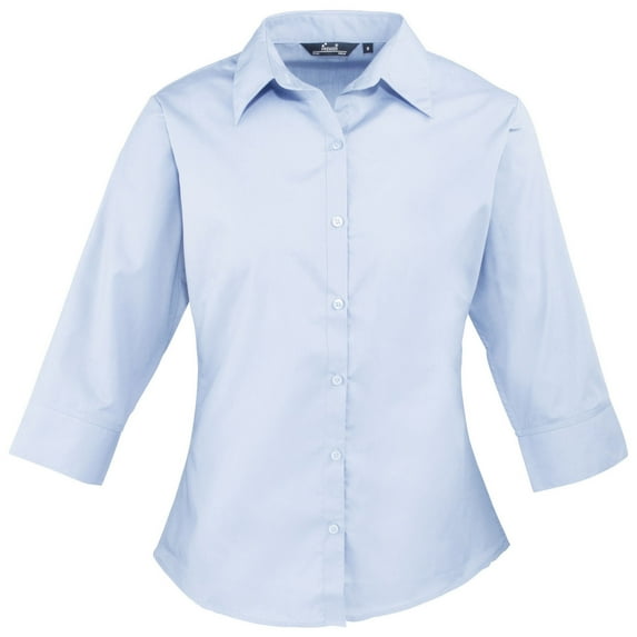Premier Womens Poplin 3/4 Sleeve Blouse