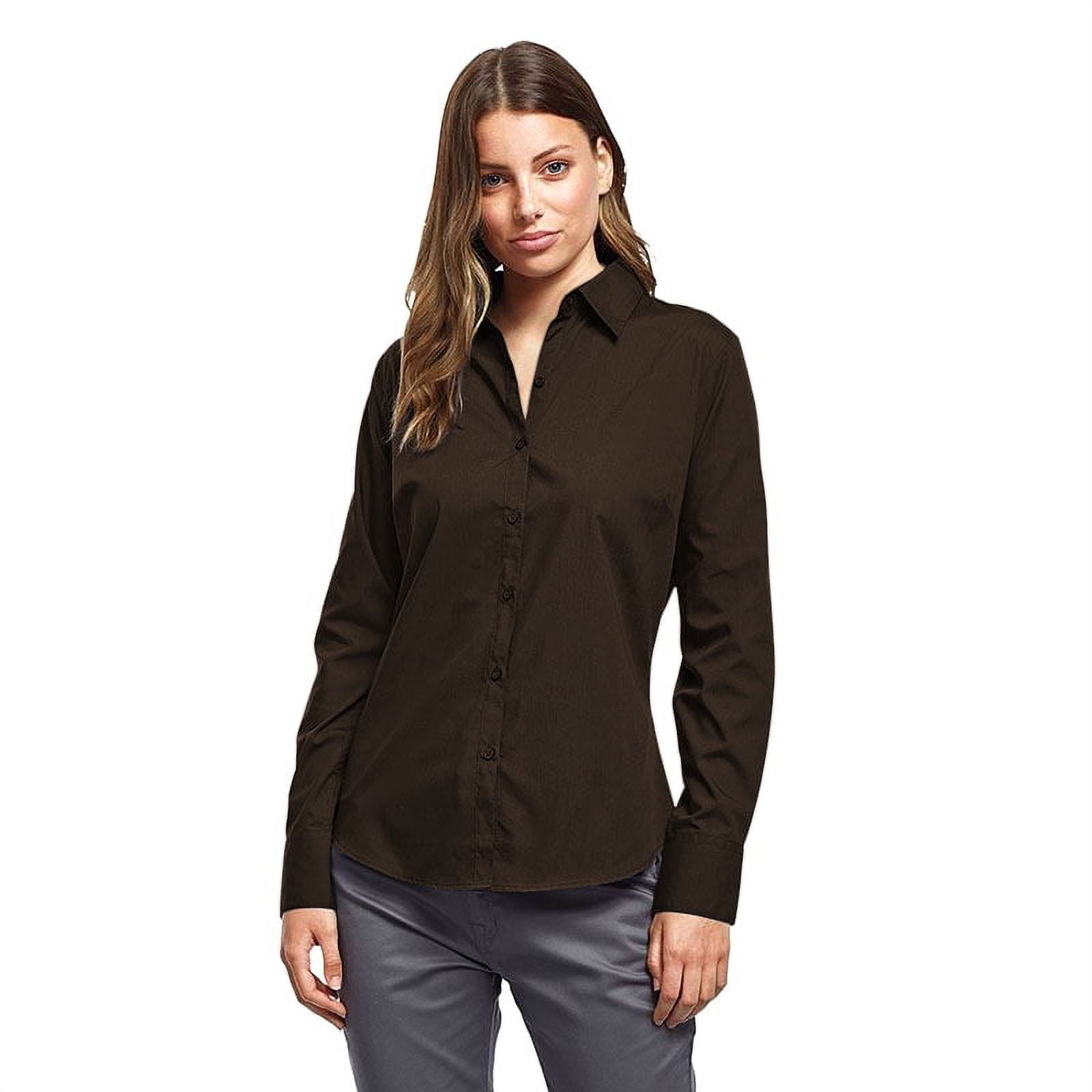 Premier Womens Poplin Long Sleeve Blouse / Plain Work Shirt - Walmart.com