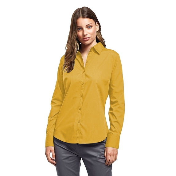 Premier Womens Poplin Long Sleeve Blouse / Plain Work Shirt