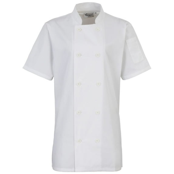 Premier Womens Short Sleeve Chefs Jacket / Chefswear (Pack of 2)