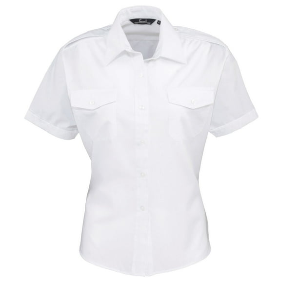 Premier Womens Short Sleeve Pilot Blouse/Plain Work Shirt
