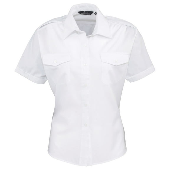 Premier Womens Short Sleeve Pilot Blouse/Plain Work Shirt