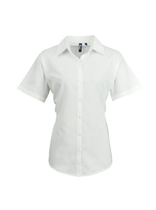 White Short Sleeve Oxford Shirt For Women - LionsDeal