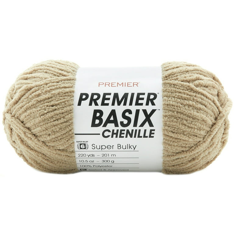 Premier Yarns Basix Chenille Brights Yarn - 5.3 oz - #6 Super Bulky Weight - 3 Pack Bundle with Bella's Crafts Stitch Markers (White)