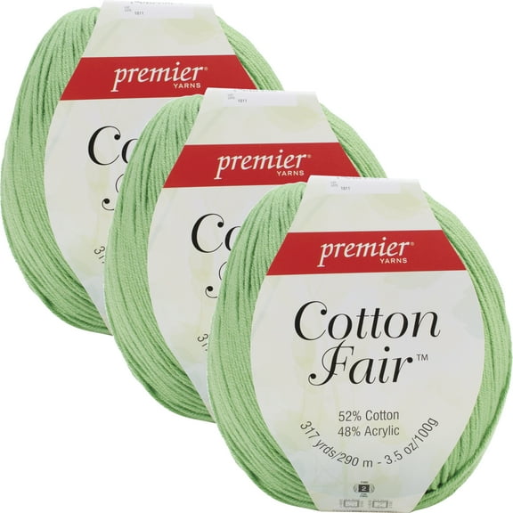 Premier Yarns Cotton Fair Solid Yarn-Leaf Green, Multipack Of 3