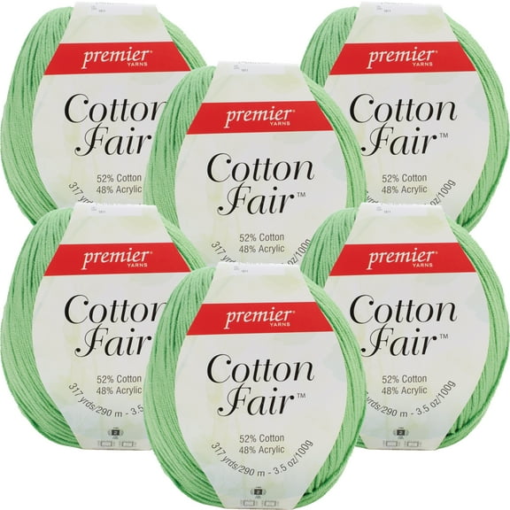 Premier Yarns Cotton Fair Solid Yarn-Leaf Green, Multipack Of 6