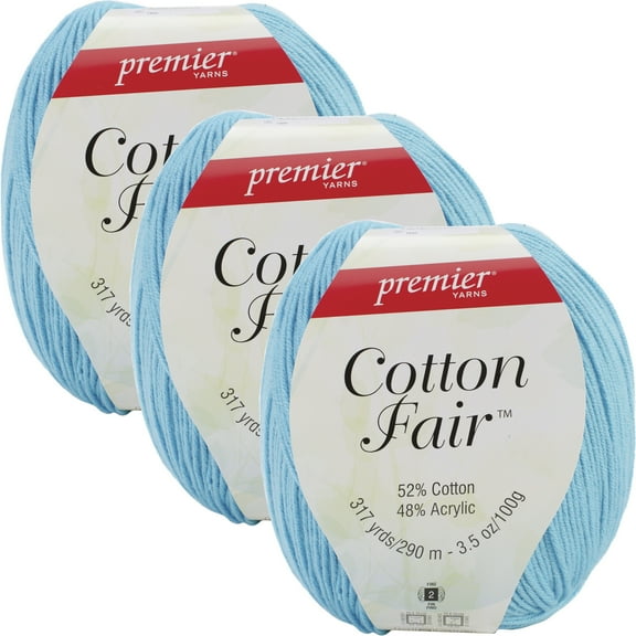 Premier Yarns Cotton Fair Solid Yarn-Turquoise, Multipack Of 3