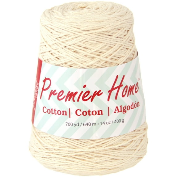 Premier Yarns Home Cotton Cone Yarn, Ideal Knitting and Crochet Supplies, Cotton-Polyester Blend, Solid, Cream
