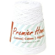 Premier Home Cotton Solid Cone Yarn, Ideal Knitting and Crochet Supplies, Made of Recycled Cotton and Polyester, White