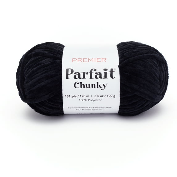Premier Yarns Parfait® #6 Super Chunky Chenille Yarn, Black, 3.5oz 131yds