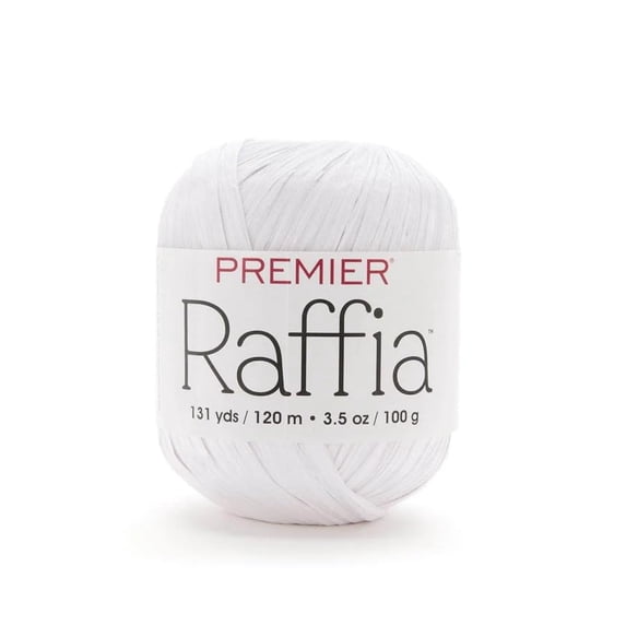Rayan Raffie Premier Yarns Raffia, Cellulose Rayon, Bulky Weight Yarn 2166-01 White ...