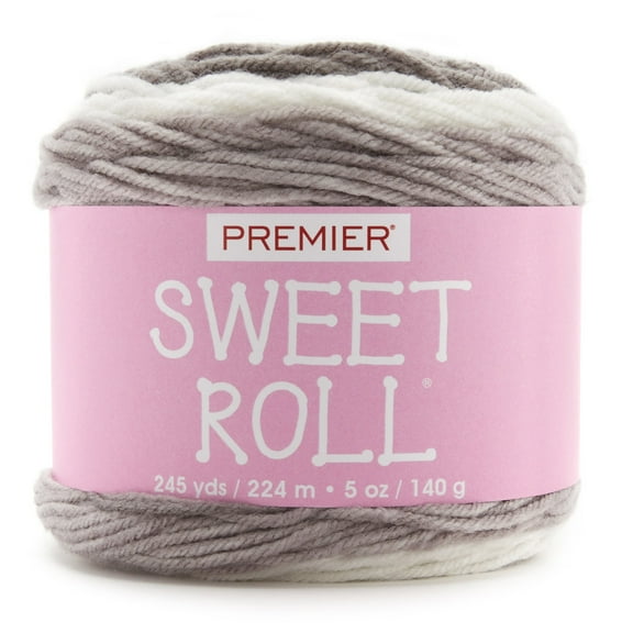 Premier Yarns Sweet Roll Yarn - Silver Swirl - 5oz 245yds - 4 Medium Weight
