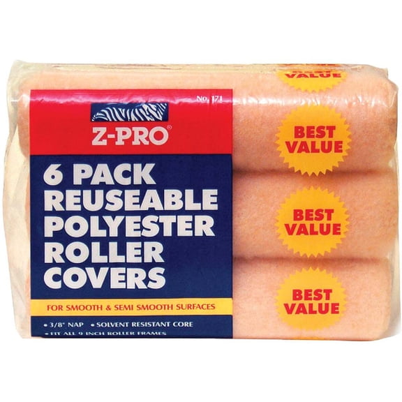 Premier 1710 Z-Pro Zebra 9 In. x 3/8 In. Reusable Knit Fabric Roller Cover - pack of 6