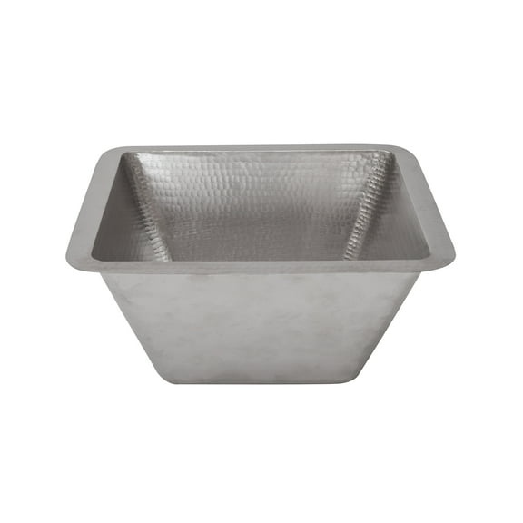 Premiere Copper LSQ15EN 15" Electroless Nickel Square Hammered Copper Sink