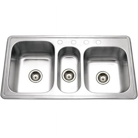 Premiere Gourmet Series Topmount Stainless Steel 4 Hole Triple Bowl Kitchen Sink