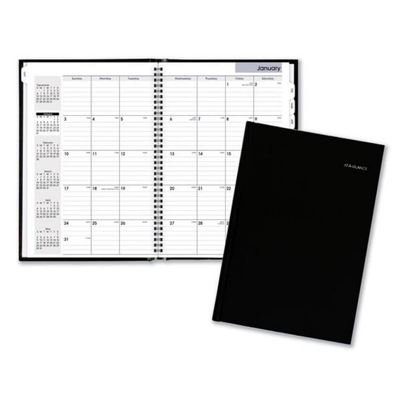 At-A-Glance Products B1250154 DayMinder Hard-Cover Monthly Planner - Ruled Blocks - 11.75 x 8 in. - December 2024 - January 2026