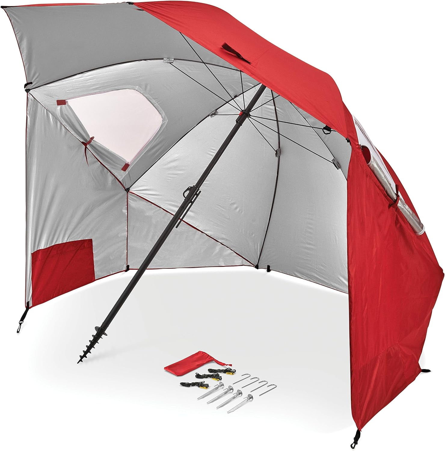 Premiere XL 9-Foot Red Beach Umbrella with Privacy Panels